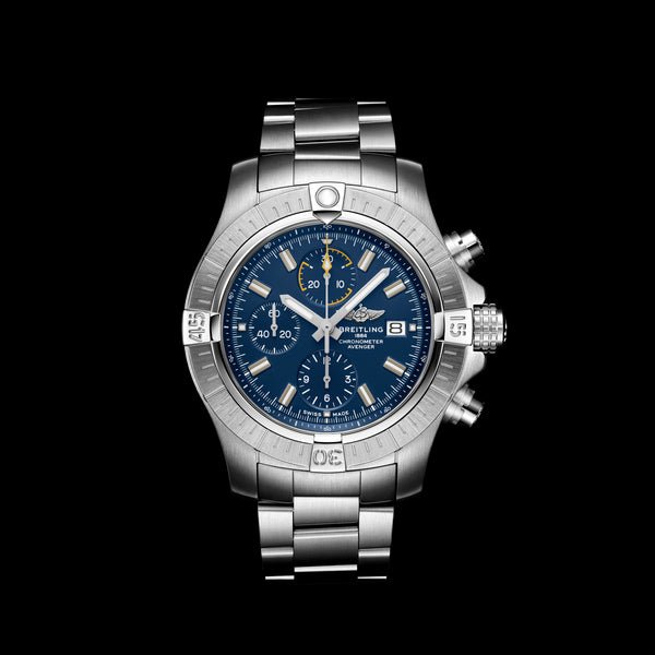 Breitling Avenger Chronograph 45mm Blue Dial Silver Steel Strap Watch for Men - A13317101C1A1 Watches Breitling   