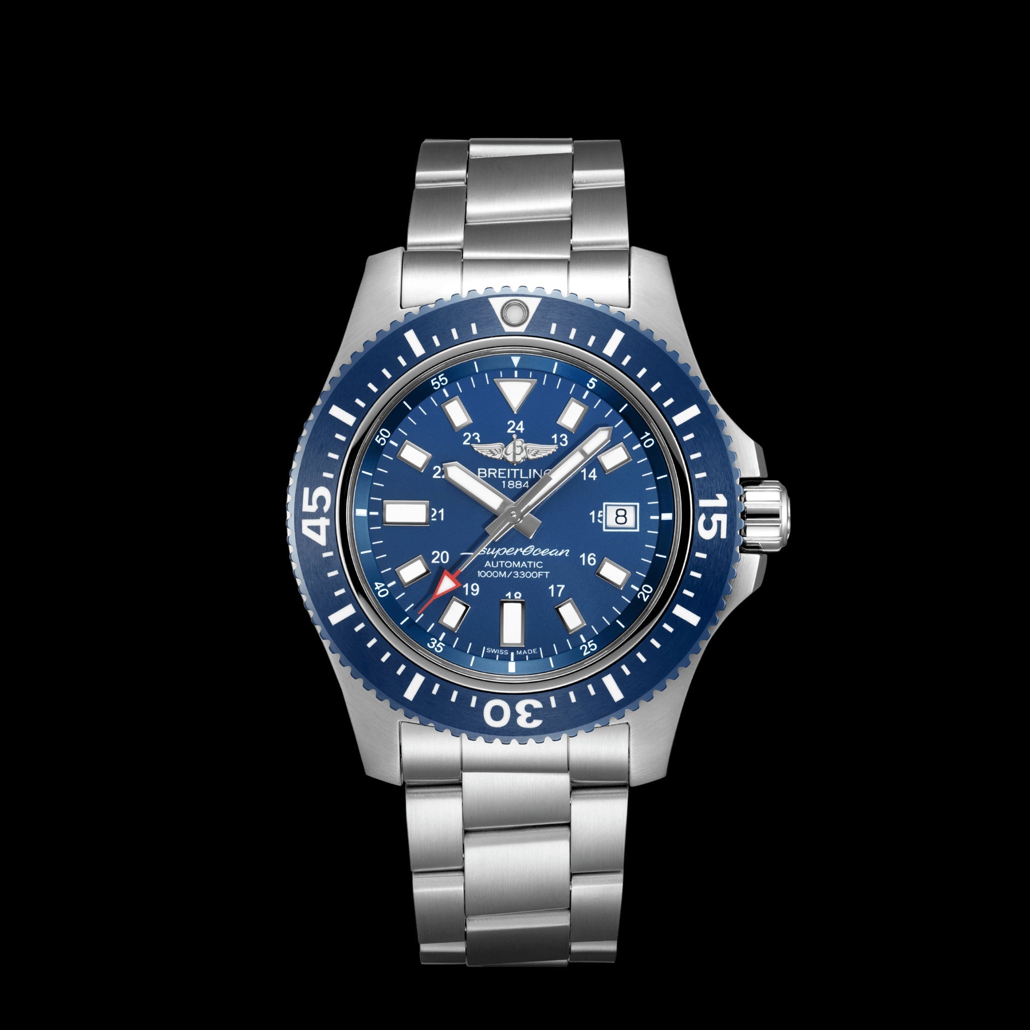 Breitling Superocean 44mm Special Blue Dial Silver Steel Strap Watch for Men - Y17393161C1A1 Watches Breitling   