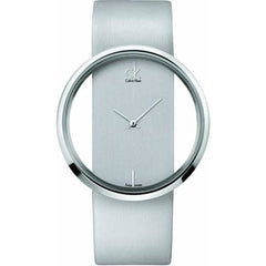 Calvin Klein Glam Transparent Dial White Leather Strap Watch for Women - K9423101 Watches Calvin Klein   