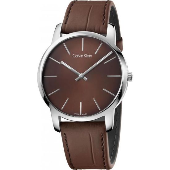 Calvin Klein City Brown Dial Brown Leather Strap Watch for Men - K2G211GK Watches Calvin Klein   