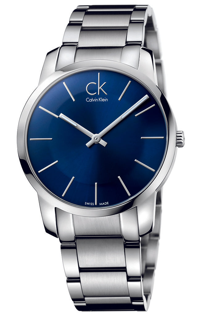 Calvin Klein City Blue Dial Silver Steel Strap Watch for Men - K2G2114N Watches Calvin Klein   