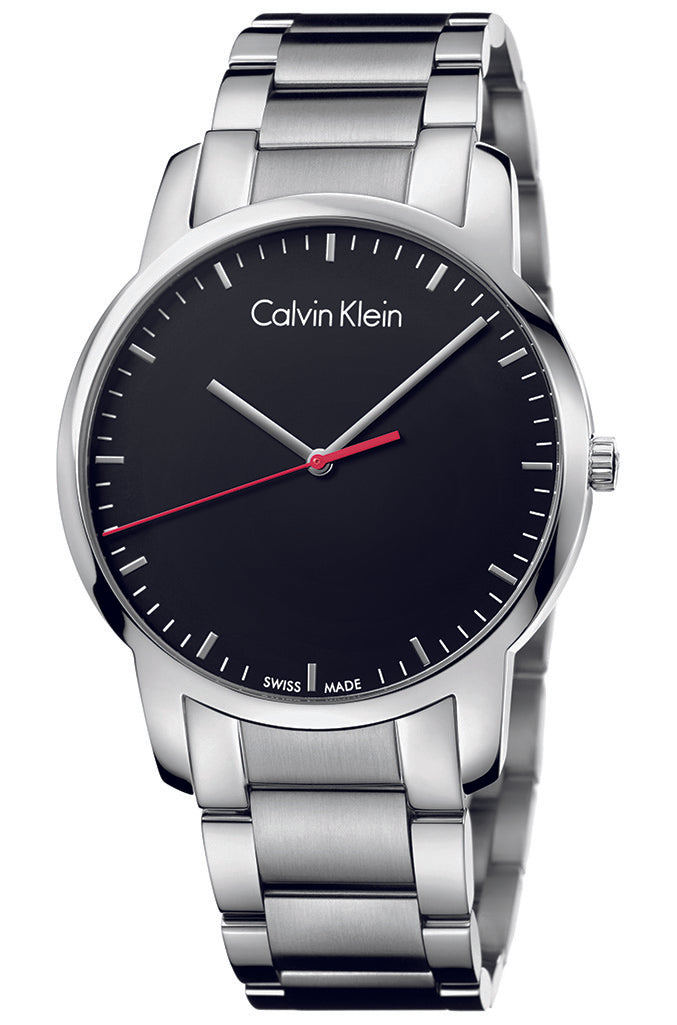 Calvin Klein City Black Dial Silver Steel Strap Watch for Men - K2G2G141 Watches Calvin Klein   