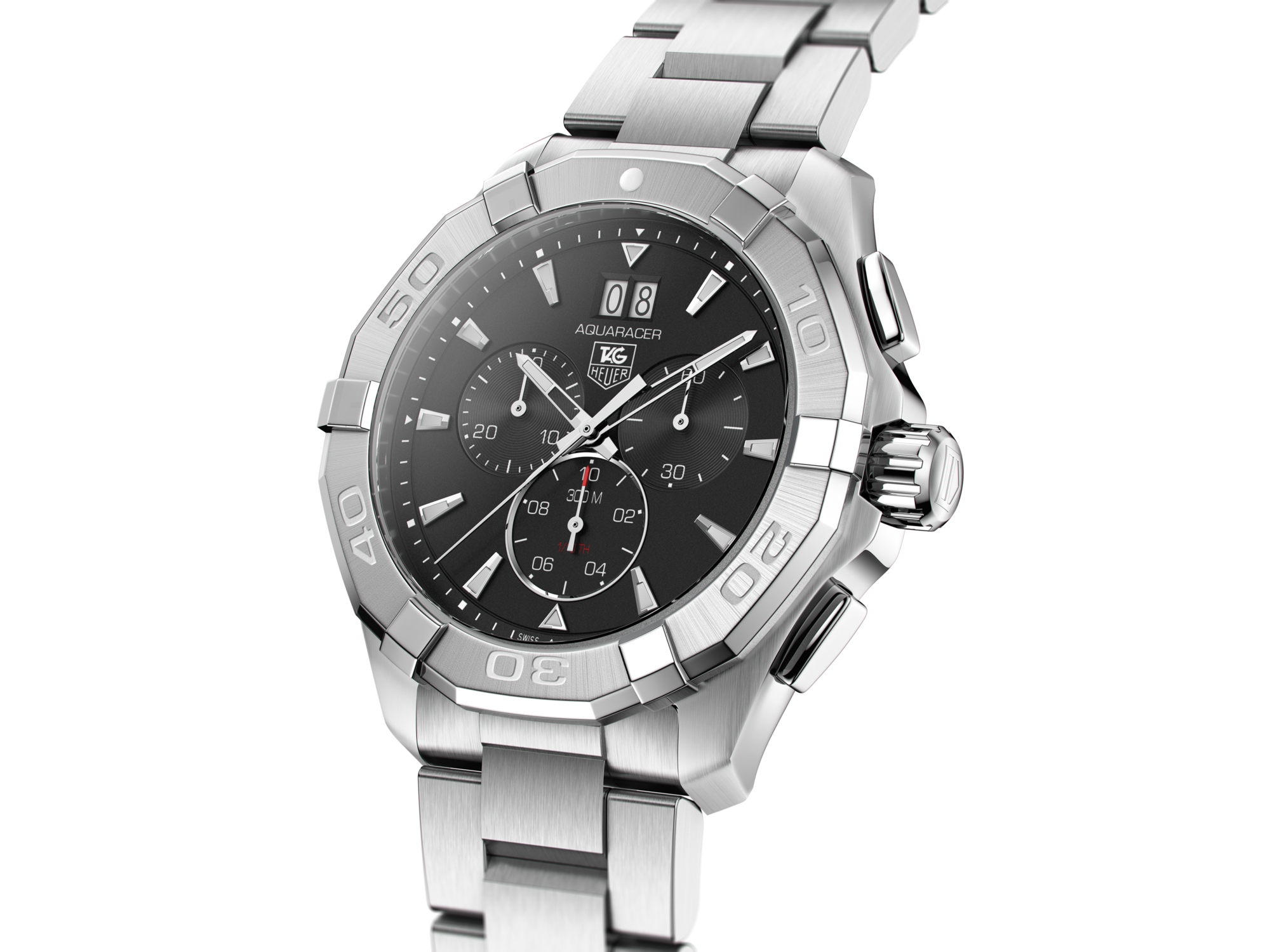 Tag Heuer Aquaracer Chronograph Black Dial Silver Steel Strap Watch for Men - CAY1110.BA0927 Watches Tag Heuer   