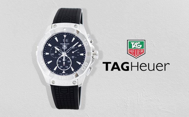 Tag Heuer Aquaracer Quartz Chronograph Black Dial Black Rubber Strap Watch for Men - CAY1110.FT6041 Watches Tag Heuer   