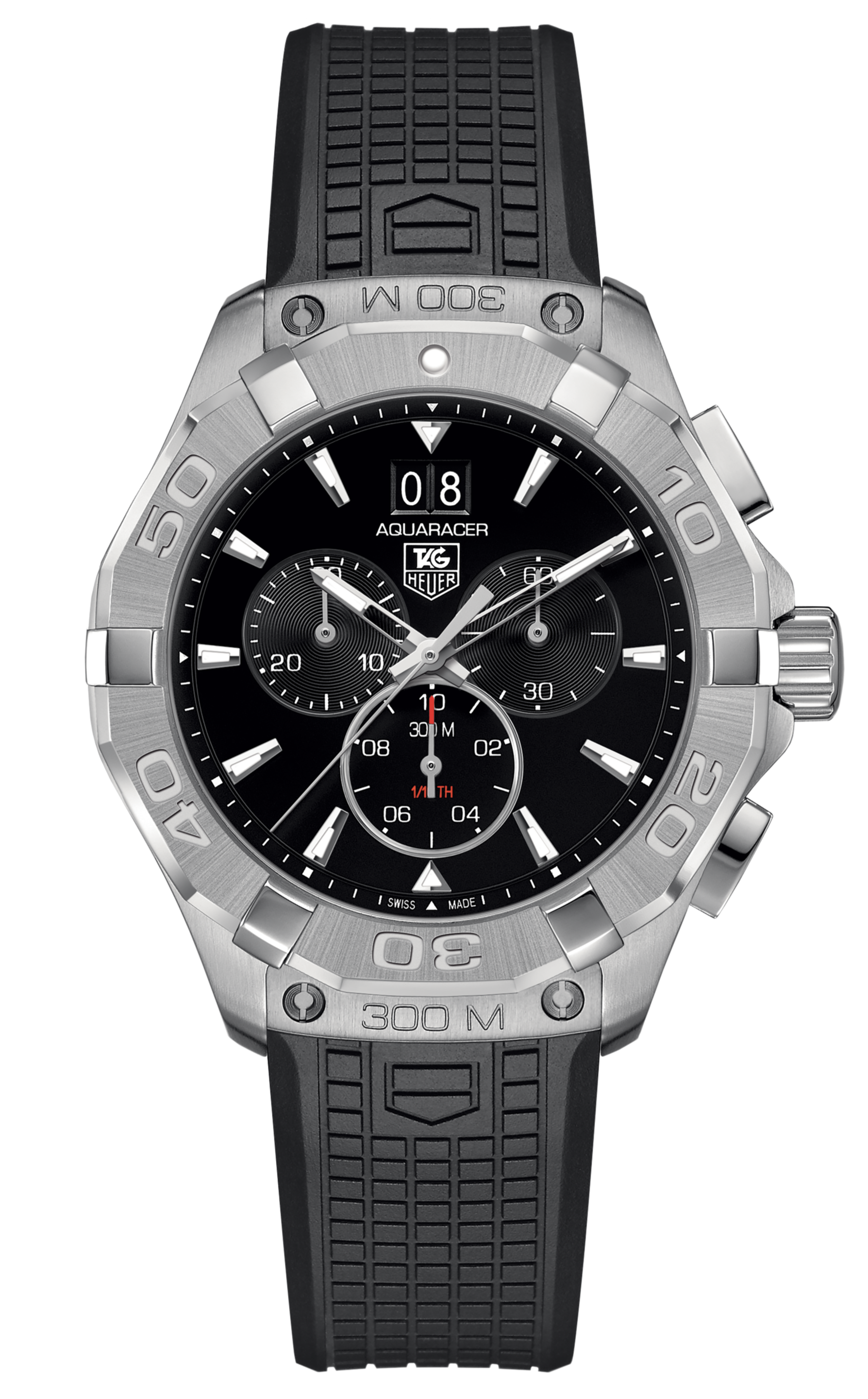 Tag Heuer Aquaracer Quartz Chronograph Black Dial Black Rubber Strap Watch for Men - CAY1110.FT6041 Watches Tag Heuer   