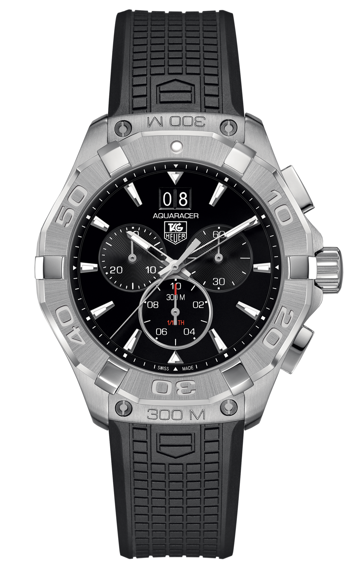 Tag Heuer Aquaracer Quartz Chronograph Black Dial Black Rubber Strap Watch for Men - CAY1110.FT6041 Watches Tag Heuer   