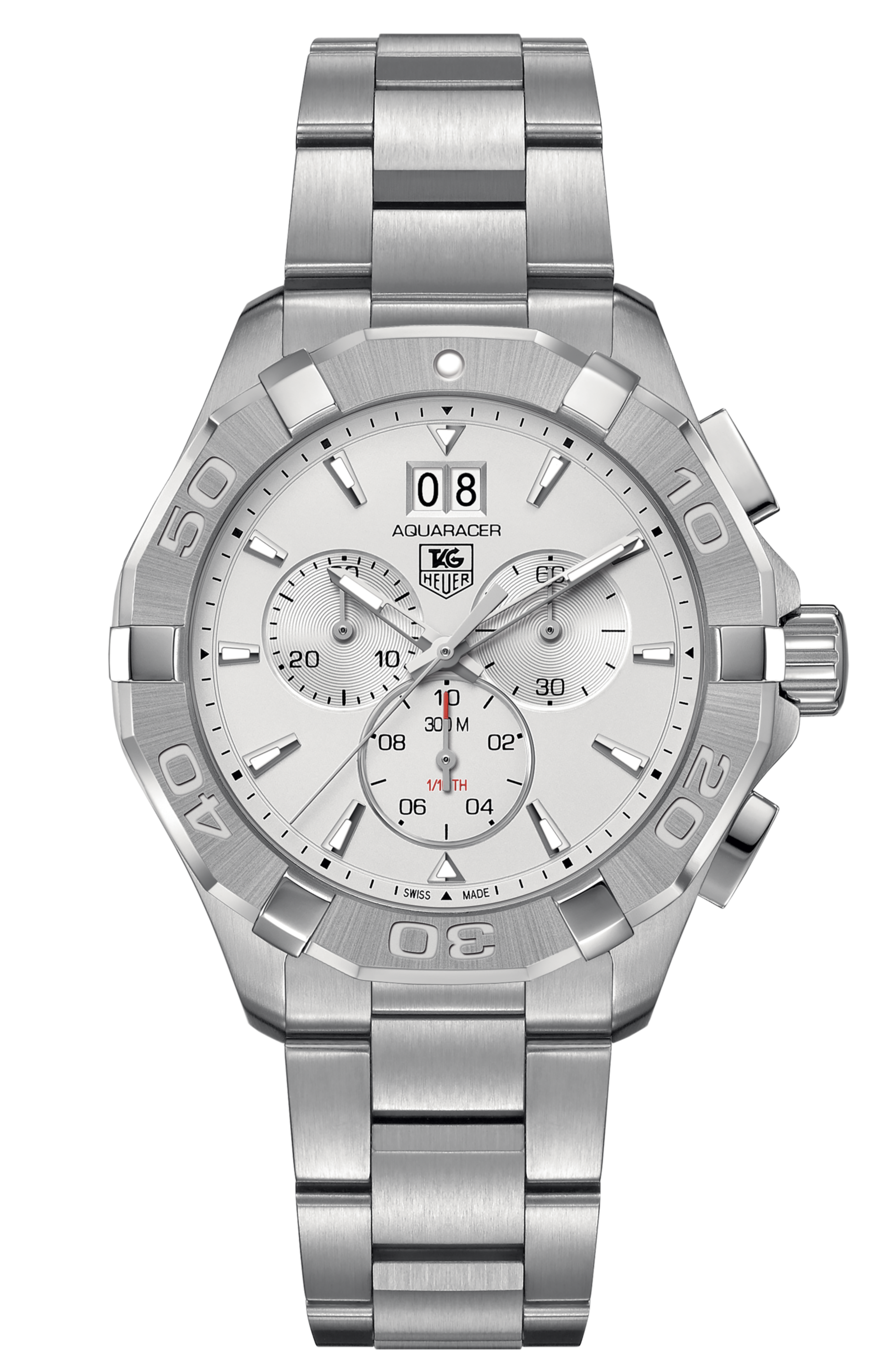 Tag Heuer Aquaracer 43mm White Dial Steel Strap Watch for Men - CAY1111.BA0927 Watches Tag Heuer   