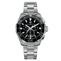 Tag Heuer Aquaracer Quartz Chronograph Black Dial Silver Steel Strap Watch for Men - CAY111A.BA0927 Watches Tag Heuer   