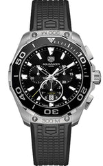 Tag Heuer Carrera Aquaracer Quartz Chronograph Black Dial Black Rubber Strap Watch for Men - CAY111A.FT6041 Watches Tag Heuer   