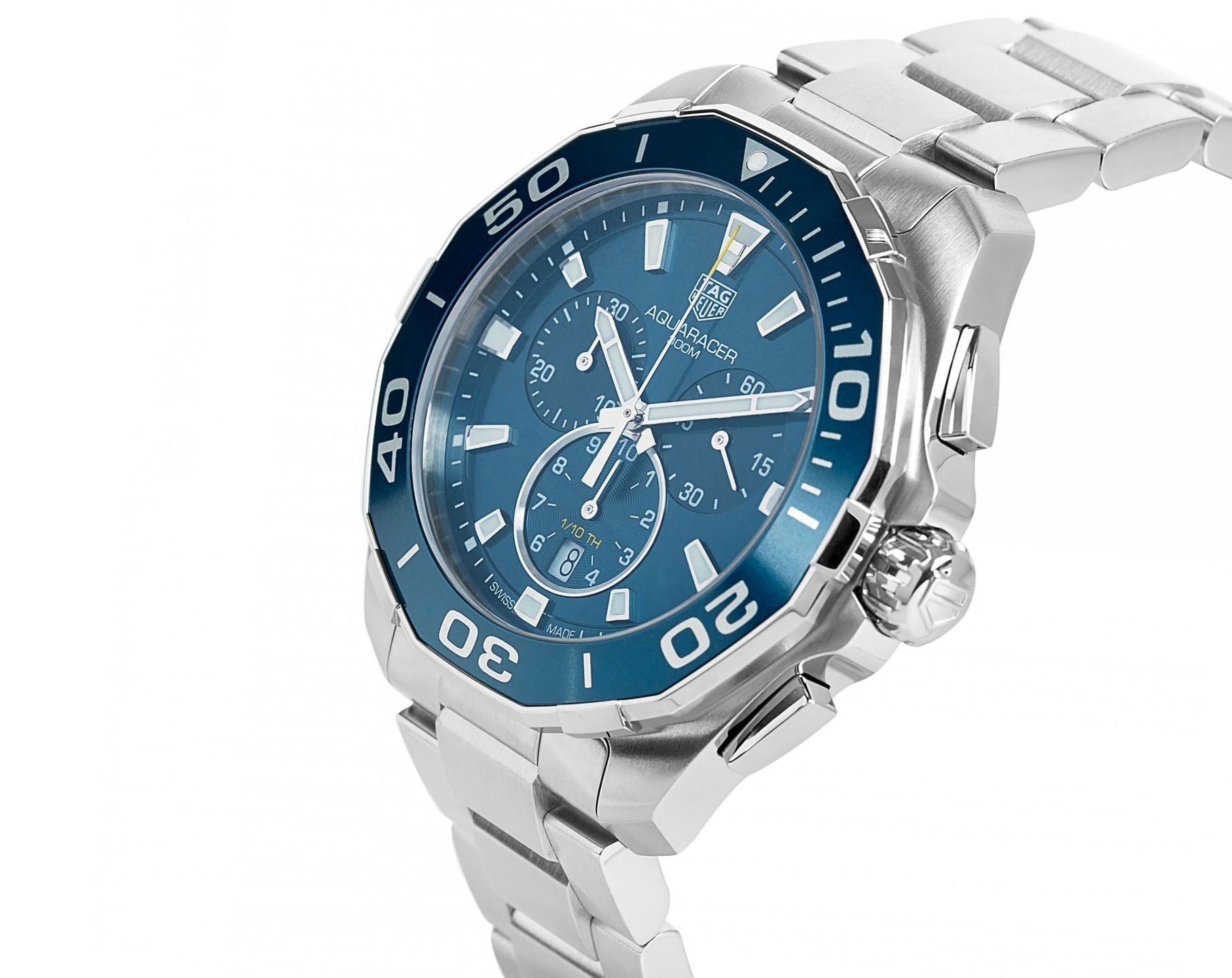 Tag Heuer Carrera Aquaracer Blue Dial SIlver Steel Strap Watch for Men - CAY111B.BA0927 Watches Tag Heuer   