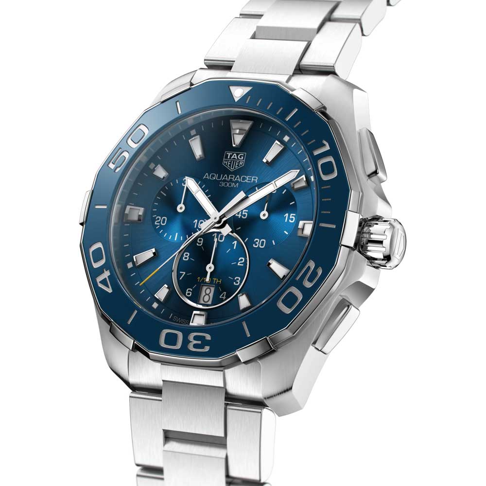 Tag Heuer Carrera Aquaracer Blue Dial SIlver Steel Strap Watch for Men - CAY111B.BA0927 Watches Tag Heuer   