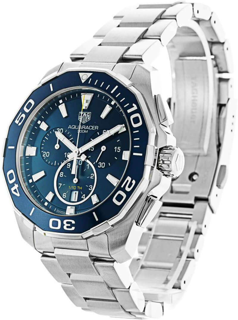 Tag Heuer Carrera Aquaracer Blue Dial SIlver Steel Strap Watch for Men - CAY111B.BA0927 Watches Tag Heuer   