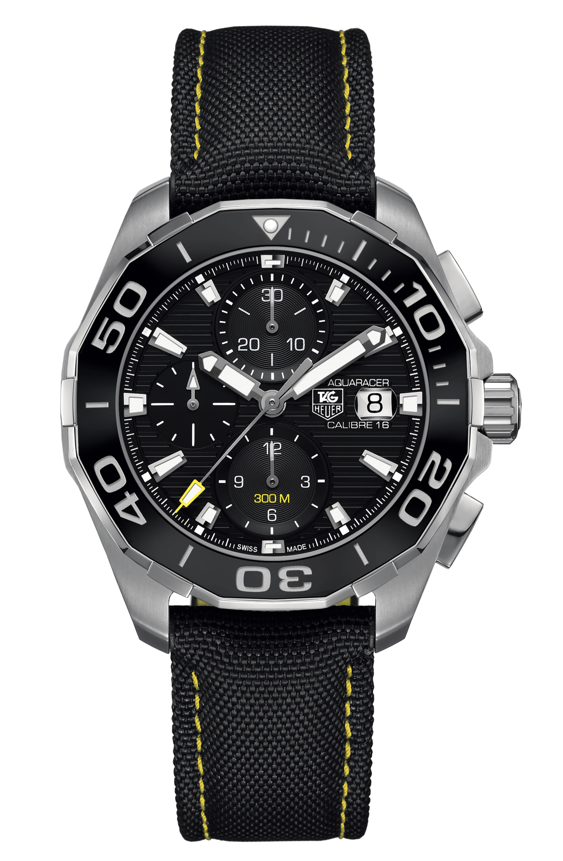 Tag Heuer Aquaracer Automatic Chronograph Black Dial Black Nylon Strap Watch for Men - CAY211A.FC6361 Watches Tag Heuer   