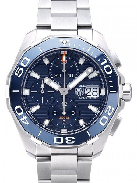 Tag Heuer Aquaracer Calibre 16 43mm Blue Dial Silver Steel Strap Watch for Men - CAY211B.BA0927 Watches Tag Heuer   