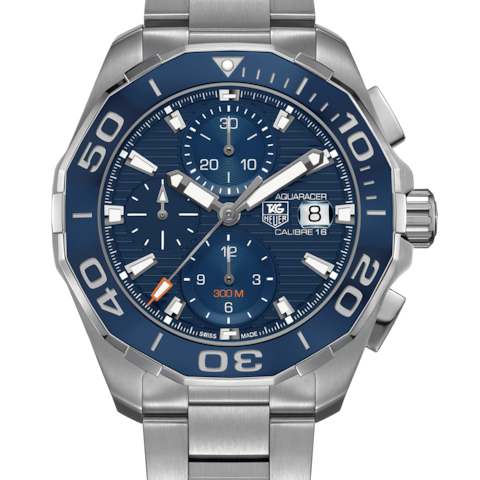 Tag Heuer Aquaracer Calibre 16 43mm Blue Dial Silver Steel Strap Watch for Men - CAY211B.BA0927 Watches Tag Heuer   