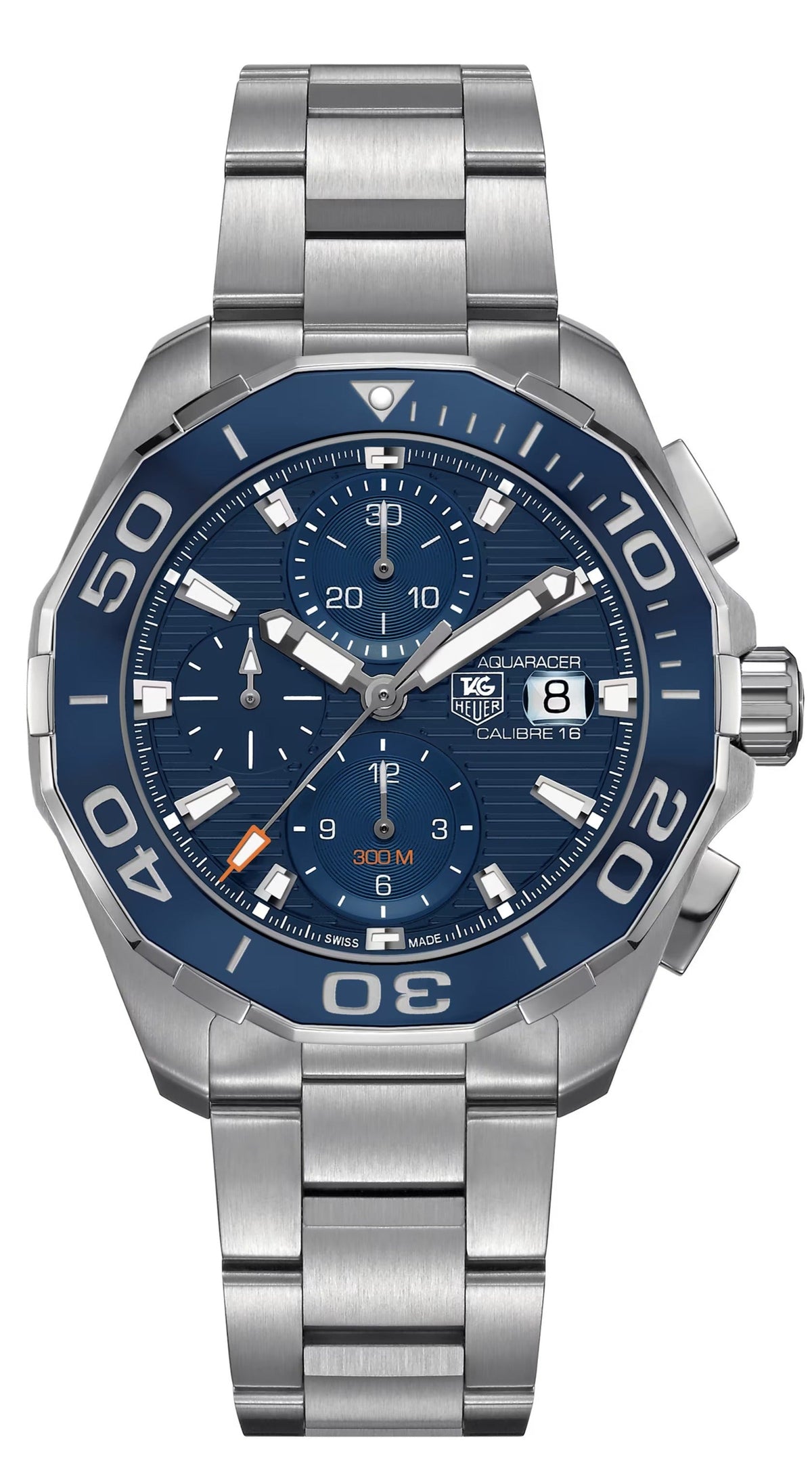 Tag Heuer Aquaracer Calibre 16 43mm Blue Dial Silver Steel Strap Watch for Men - CAY211B.BA0927 Watches Tag Heuer   