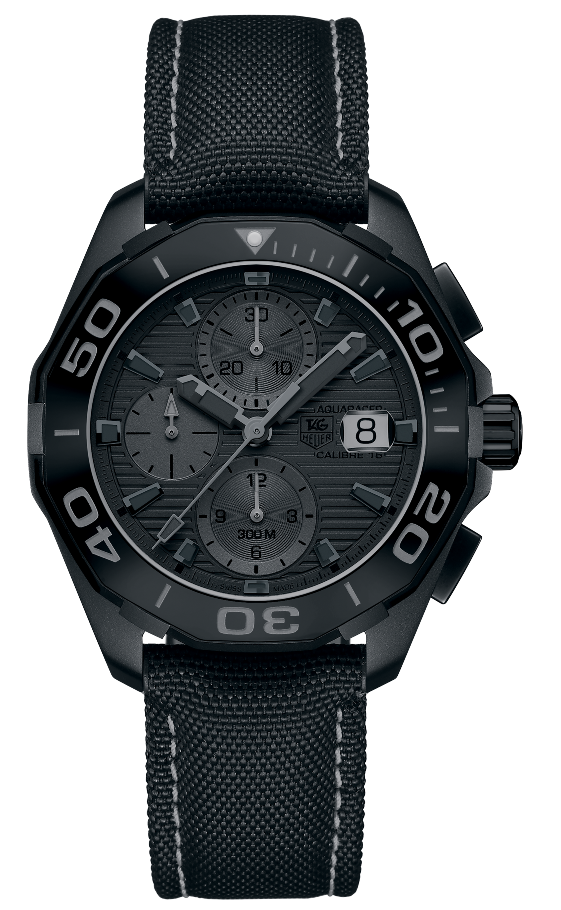 Tag Heuer Aquaracer Automatic Chronograph Special Edition Grey Titanium Dial Black Leather Strap Watch for Men - CAY218B.FC6370 Watches Tag Heuer   