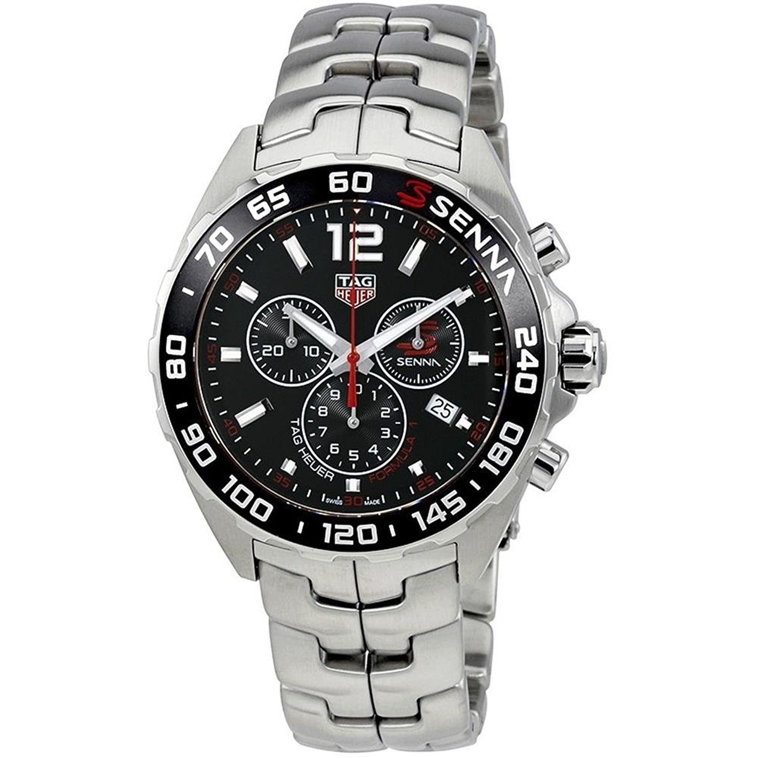 Tag Heuer Senna Chronograph Special Edition Black Dial Silver Steel Strap Watch for Men - CAZ1015.BA0883 Watches Tag Heuer   