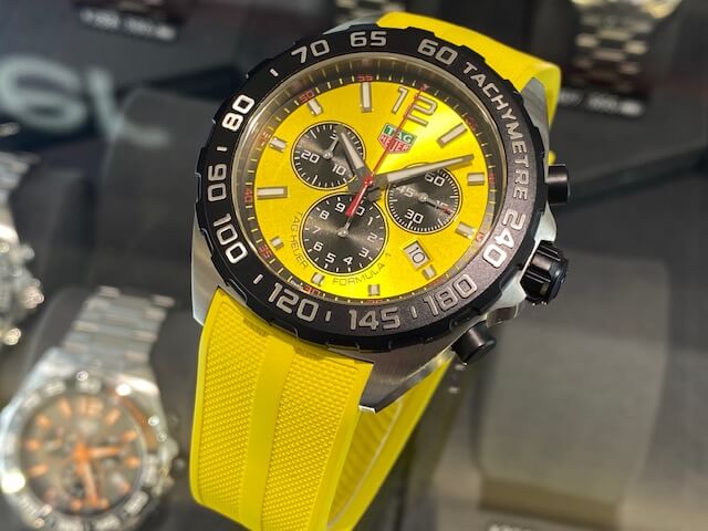 Tag Heuer Formula 1 Chronograph 41mm Yellow Dial Yellow Rubber Strap Watch for Men - CAZ101AM.FT8054 Watches Tag Heuer   