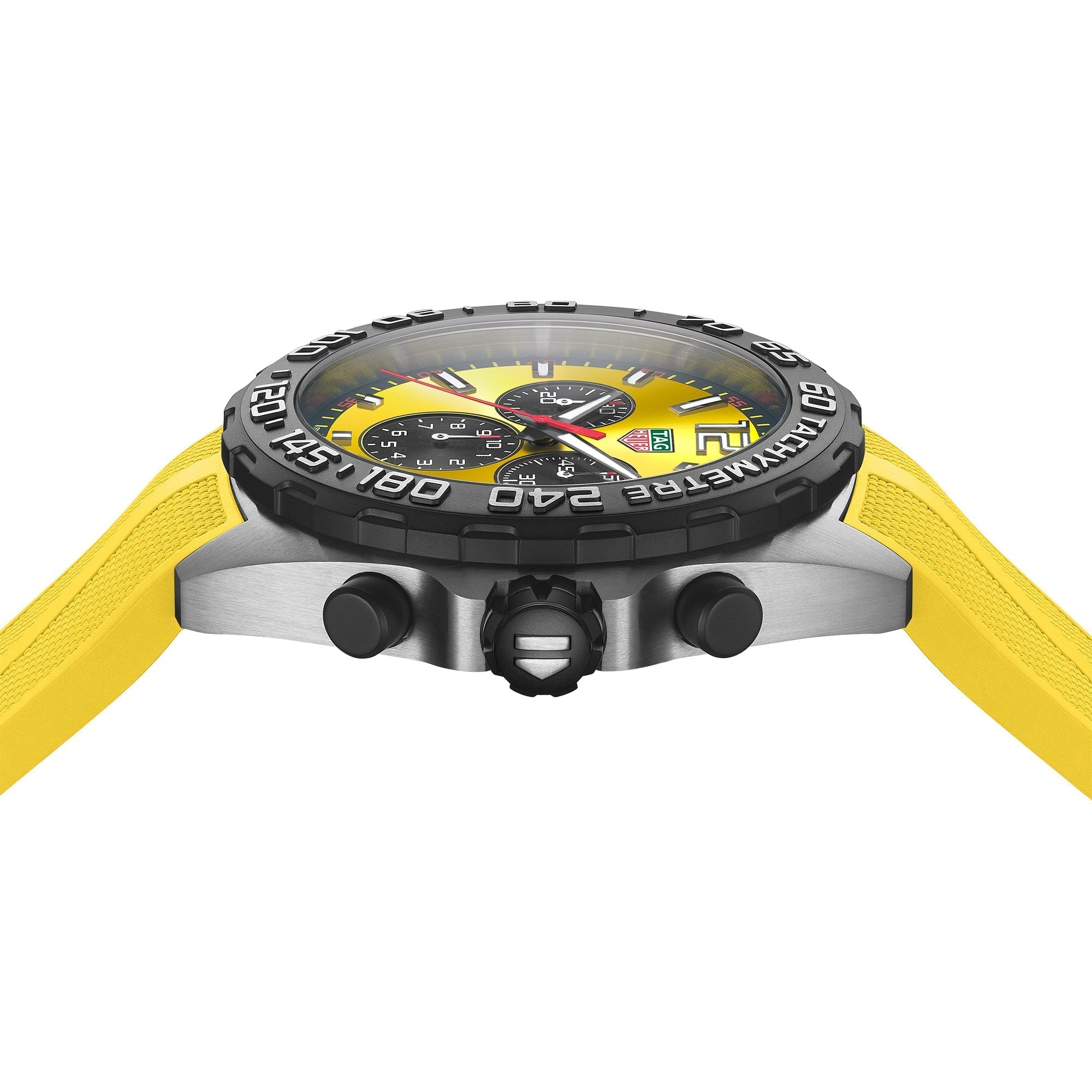 Tag Heuer Formula 1 Chronograph 41mm Yellow Dial Yellow Rubber Strap Watch for Men - CAZ101AM.FT8054 Watches Tag Heuer   