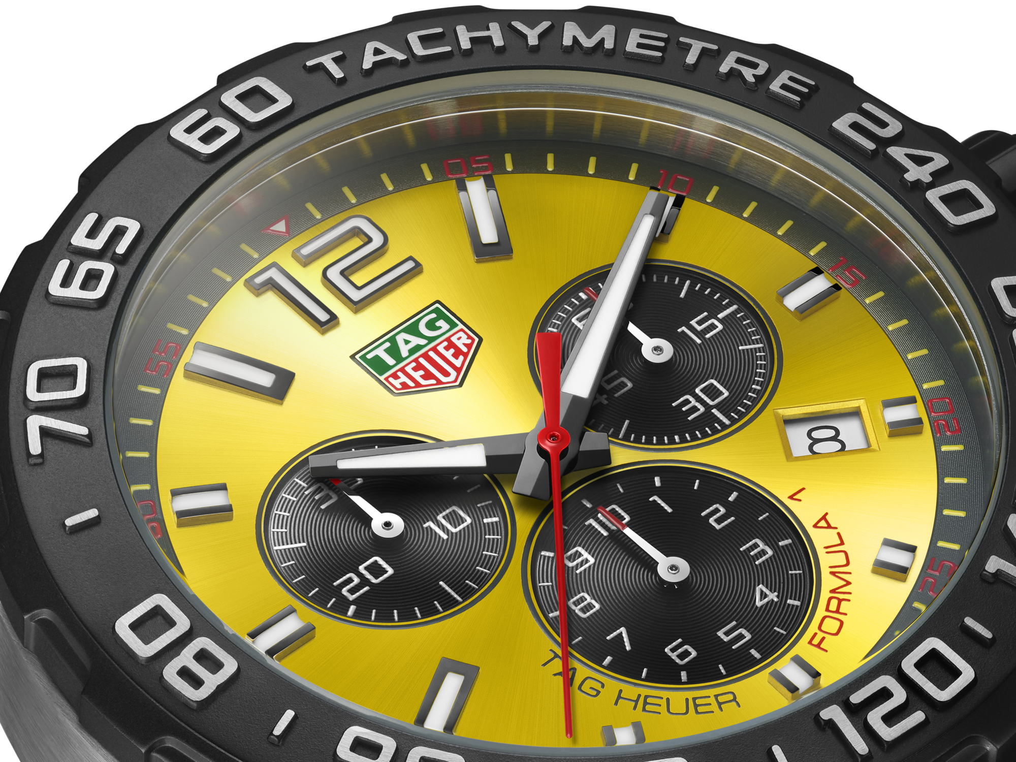 Tag Heuer Formula 1 Chronograph 41mm Yellow Dial Yellow Rubber Strap Watch for Men - CAZ101AM.FT8054 Watches Tag Heuer   