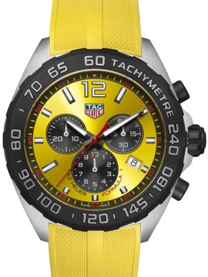 Tag Heuer Formula 1 Chronograph 41mm Yellow Dial Yellow Rubber Strap Watch for Men - CAZ101AM.FT8054 Watches Tag Heuer   