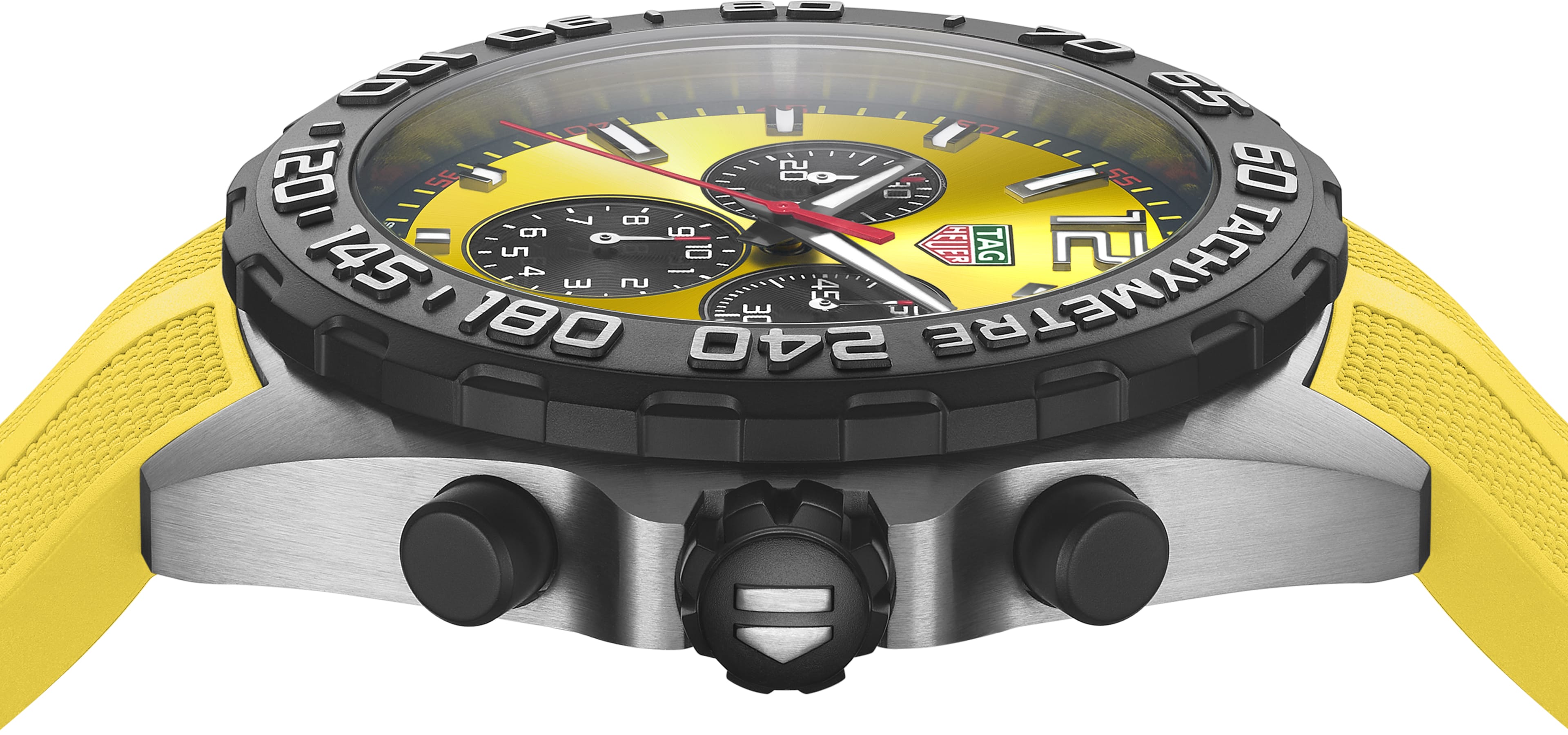 Tag Heuer Formula 1 Chronograph 41mm Yellow Dial Yellow Rubber Strap Watch for Men - CAZ101AM.FT8054 Watches Tag Heuer   