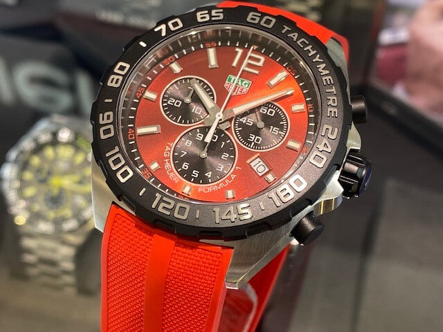 Tag Heuer Formula 1 Chronograph 41mm Red Dial Red Rubber Strap Watch for Men - CAZ101AN.FT8055 Watches Tag Heuer   