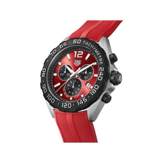 Tag Heuer Formula 1 Chronograph 41mm Red Dial Red Rubber Strap Watch for Men - CAZ101AN.FT8055 Watches Tag Heuer   