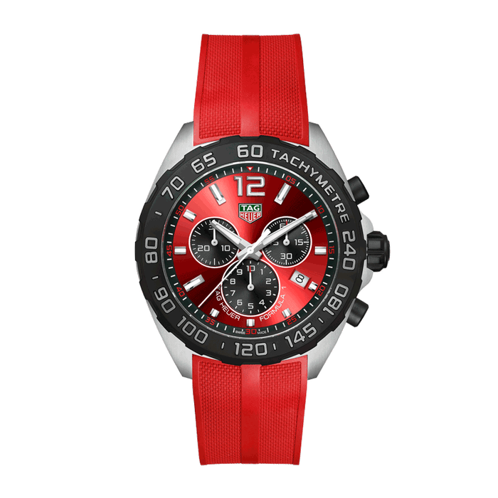 Tag Heuer Formula 1 Chronograph 41mm Red Dial Red Rubber Strap Watch for Men - CAZ101AN.FT8055 Watches Tag Heuer   