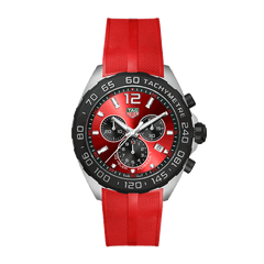 Tag Heuer Formula 1 Chronograph 41mm Red Dial Red Rubber Strap Watch for Men - CAZ101AN.FT8055 Watches Tag Heuer   