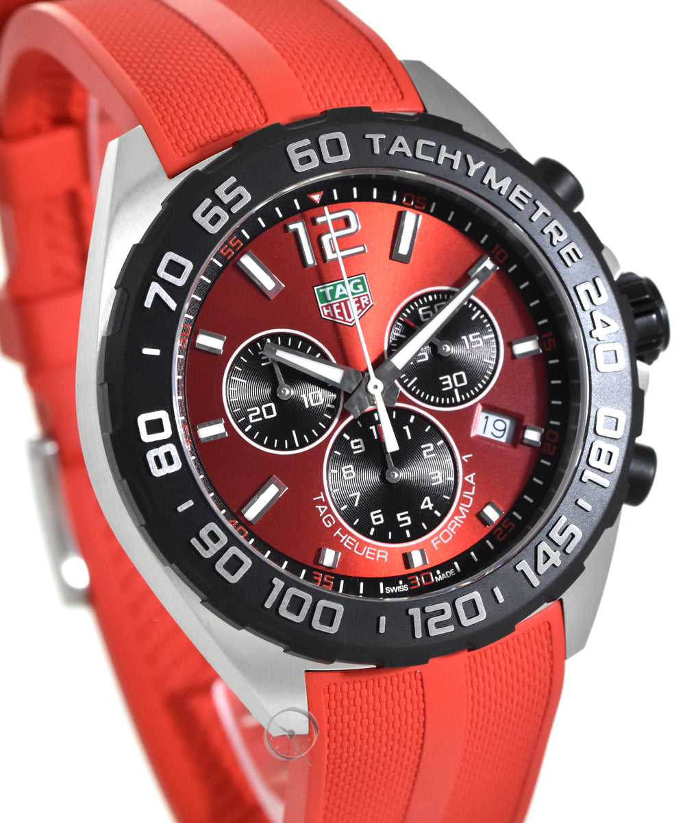 Tag Heuer Formula 1 Chronograph 41mm Red Dial Red Rubber Strap Watch for Men - CAZ101AN.FT8055 Watches Tag Heuer   