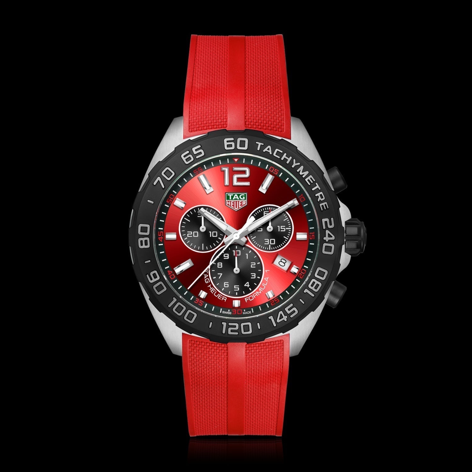 Tag Heuer Formula 1 Chronograph 41mm Red Dial Red Rubber Strap Watch for Men - CAZ101AN.FT8055 Watches Tag Heuer   