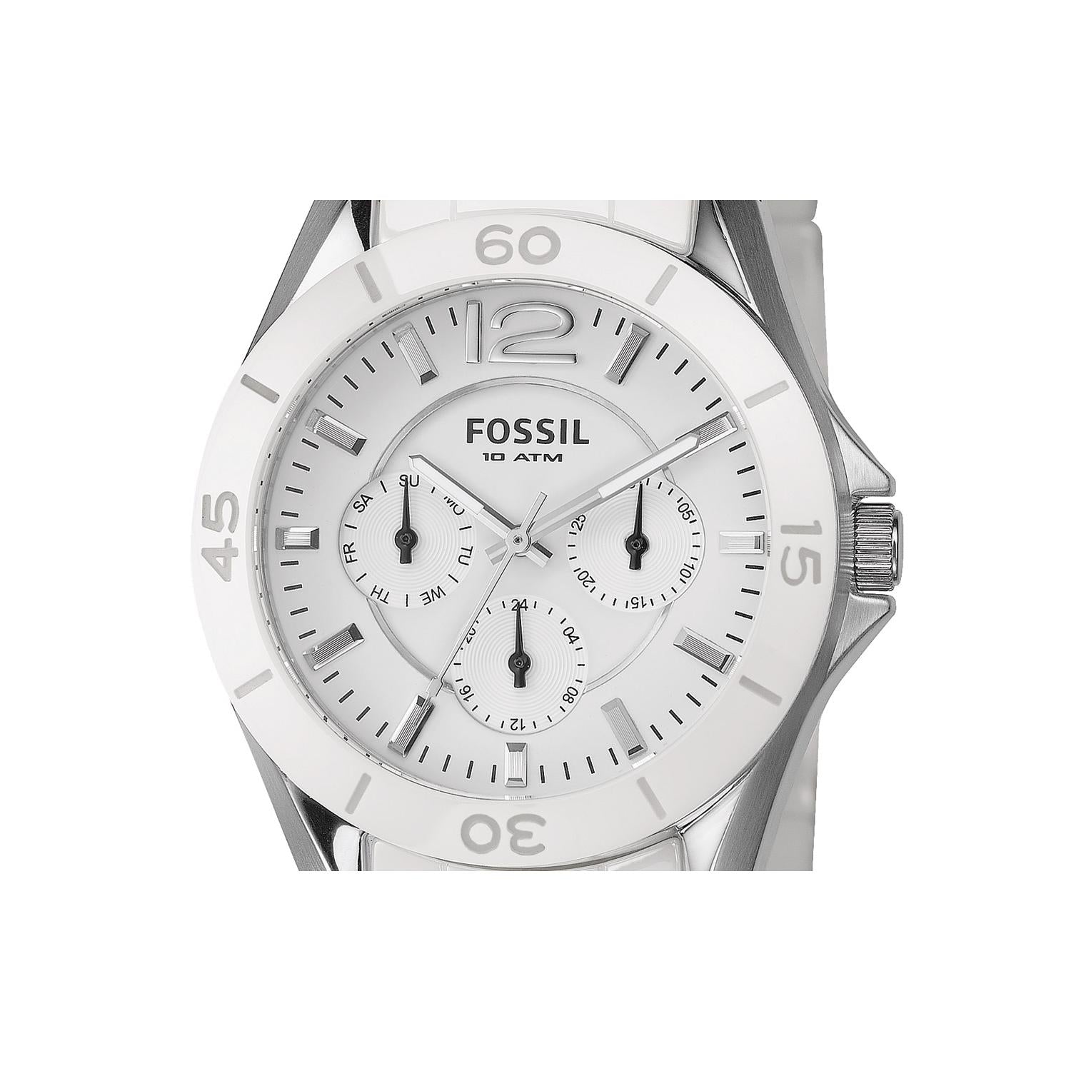 Fossil Ceramic White Dial White Steel Strap Watch for Women - CE1002 Watches Fossil   