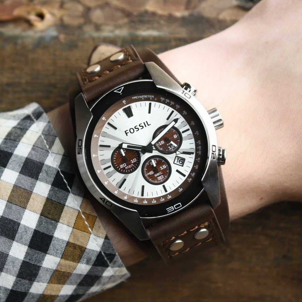 Fossil Coachman Chronograph Silver Dial Brown Leather Strap Watch for Men - CH2565 Watches Fossil   