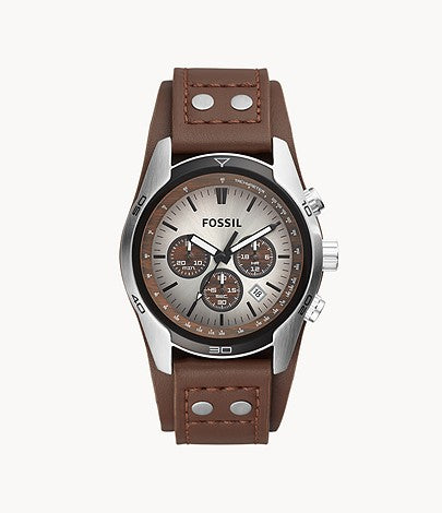 Fossil Coachman Chronograph Silver Dial Brown Leather Strap Watch for Men - CH2565 Watches Fossil   