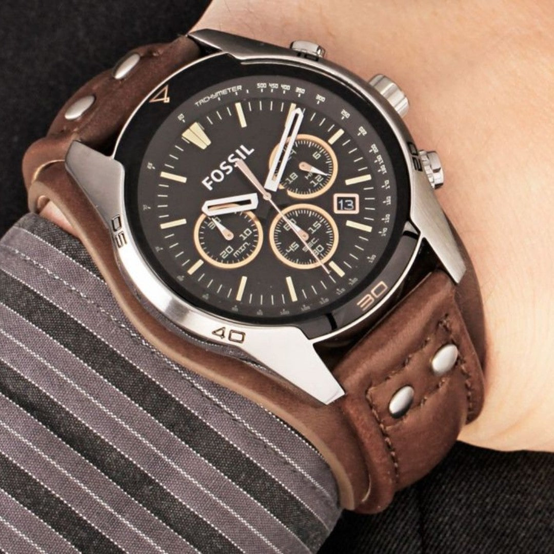 Fossil Coachman Chronograph Black Dial Brown Leather Strap Watch for Men - CH2891 Watches Fossil   