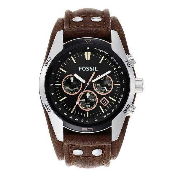 Fossil Coachman Chronograph Black Dial Brown Leather Strap Watch for Men - CH2891 Watches Fossil   