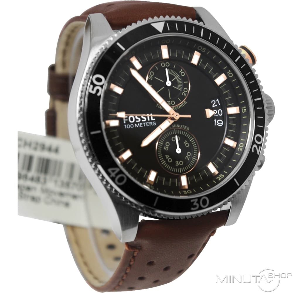 Fossil Wakefield Black Dial Brown Leather Strap Watch for Men - CH2944 Watches Fossil   