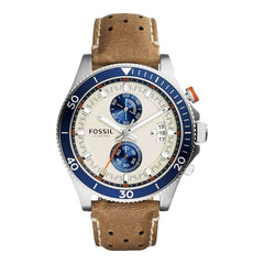 Fossil Wakefield Chronograph Cream Dial Brown Leather Strap Watch for Men - CH2951 Watches Fossil   