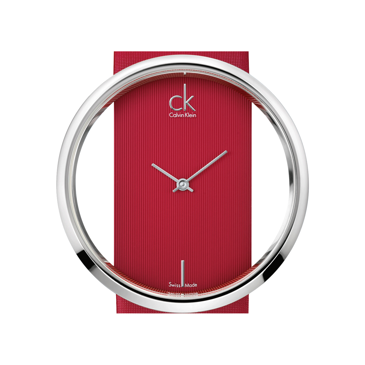 Calvin Klein Glam Transparent Dial Red Leather Strap Watch for Women - K9423144 Watches Calvin Klein   