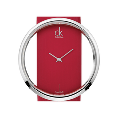 Calvin Klein Glam Transparent Dial Red Leather Strap Watch for Women - K9423144 Watches Calvin Klein   