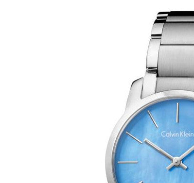 Calvin Klein City Mother of Pearl Blue Dial Silver Steel Strap Watch for Women - K2G2314X Watches Calvin Klein   