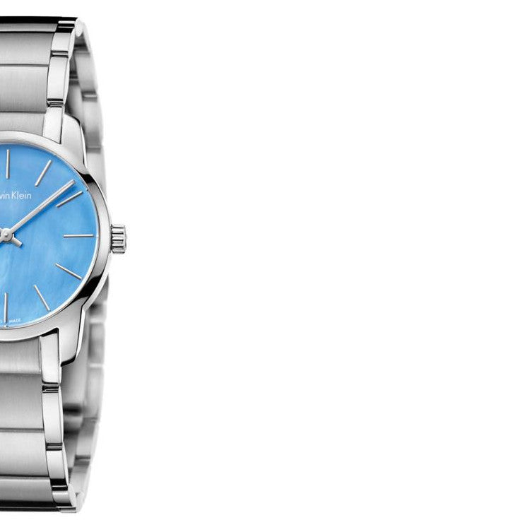 Calvin Klein City Mother of Pearl Blue Dial Silver Steel Strap Watch for Women - K2G2314X Watches Calvin Klein   