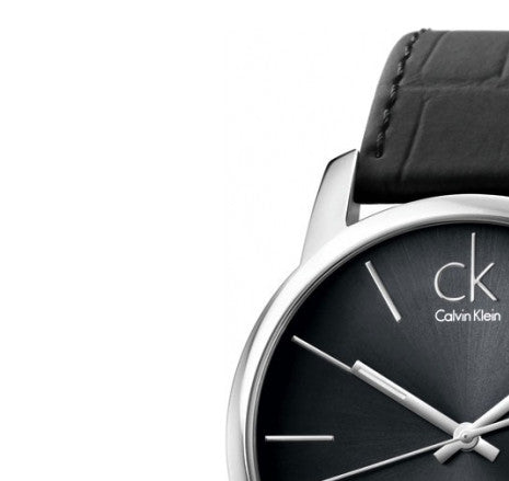 Calvin Klein City Quartz Black Dial Black Leather Strap Watch for Men - K2G2G1C3 Watches Calvin Klein   