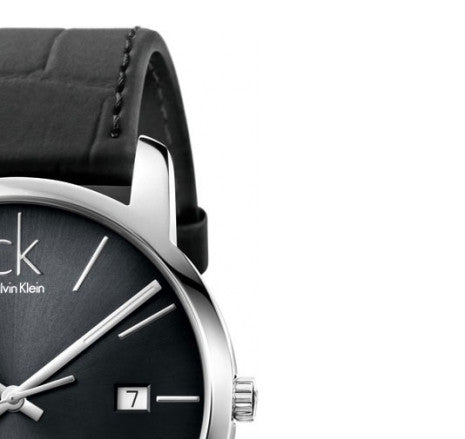 Calvin Klein City Quartz Black Dial Black Leather Strap Watch for Men - K2G2G1C3 Watches Calvin Klein   