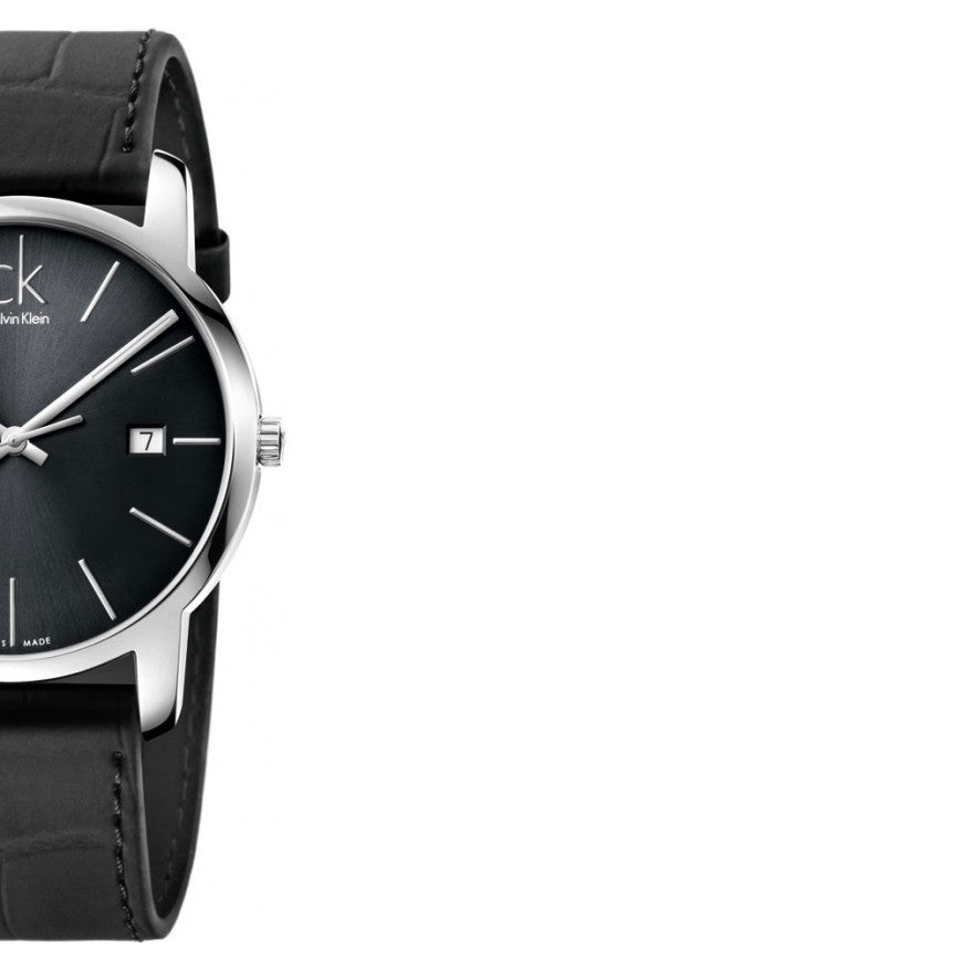 Calvin Klein City Quartz Black Dial Black Leather Strap Watch for Men - K2G2G1C3 Watches Calvin Klein   