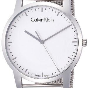 Calvin Klein City Chronograph White Dial Silver Mesh Bracelet Watch for Men - K2G2G126 Watches Calvin Klein   