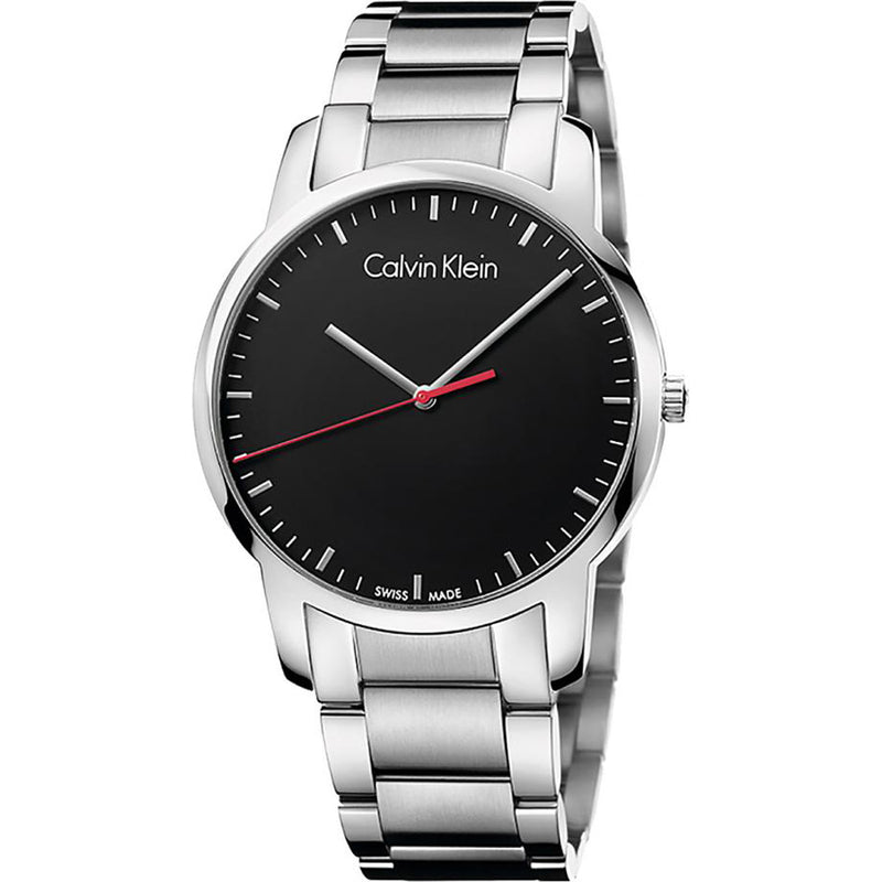 Calvin Klein City Black Dial Silver Steel Strap Watch for Men - K2G2G141 Watches Calvin Klein   