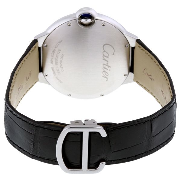 Cartier Ballon Bleu De Cartier Black Dial Black Leather Strap Watch For Men - WSBB0003